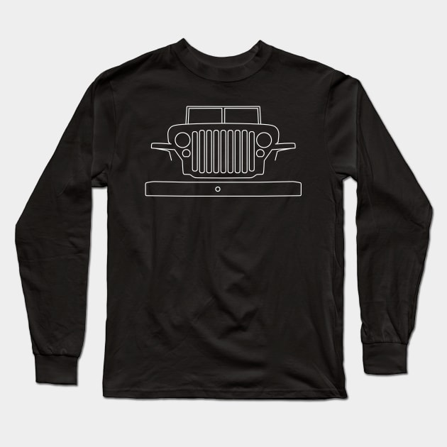 Classic Willys Overland MB Jeep 4x4 white outline graphic Long Sleeve T-Shirt by soitwouldseem